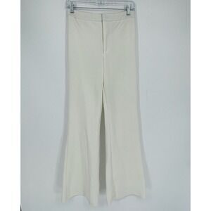 ReVamped Women's White High Rise Flared Leg Office Trousers Dress Pants Size S